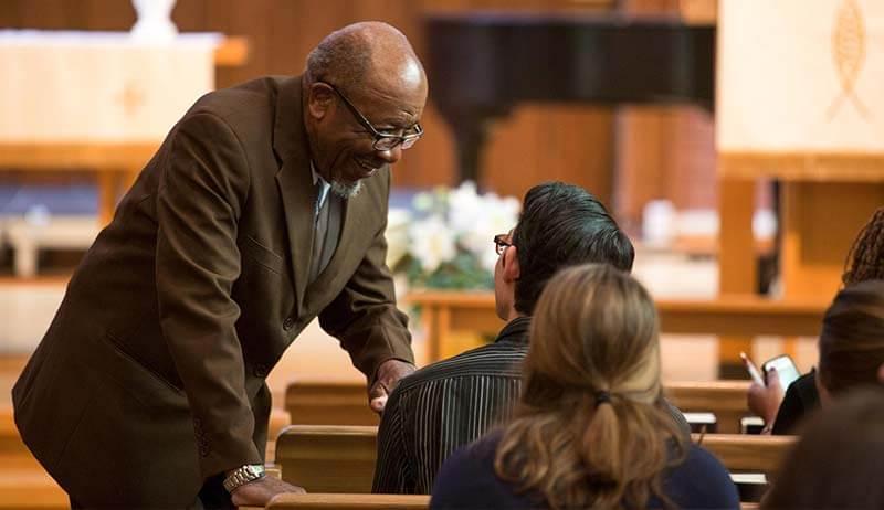 John Perkins talks to SPU students